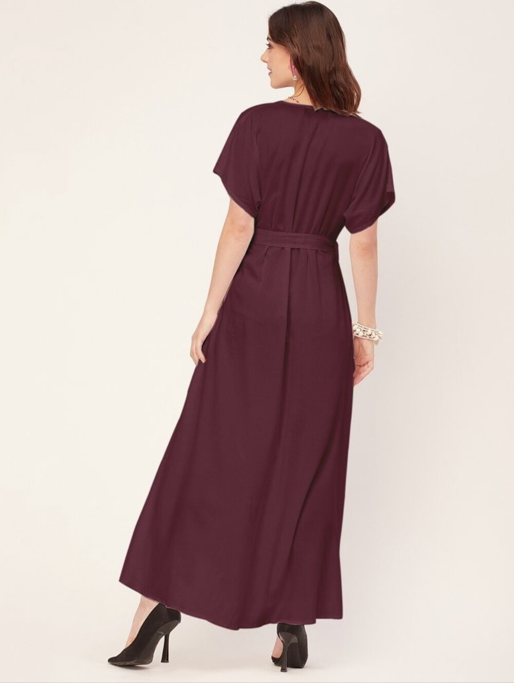 Ralph Lauren Fratillio Collared Surplice Midi Faux-Wrap Dress Magenta Sz 16 NWOT - Picture 5 of 10